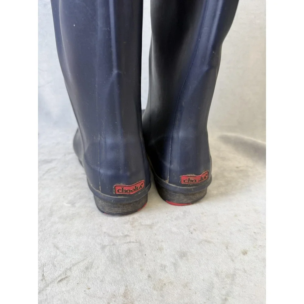 Chooka Boots Womens Size 10 Navy City Solid Rain Mid Calf Rubber Waterproof